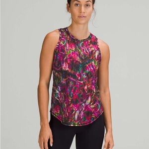 Lululemon High Neck Running and Training Tank Top Hyper Flow Pink Multi
